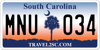 SC license plate MNU034