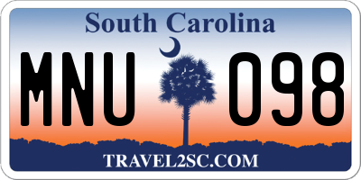 SC license plate MNU098