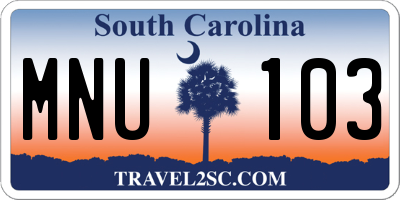 SC license plate MNU103