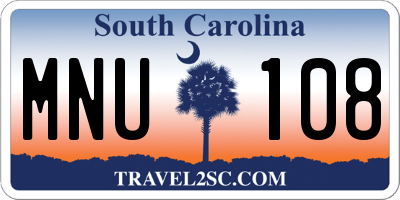 SC license plate MNU108