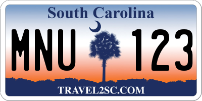 SC license plate MNU123
