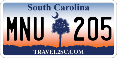 SC license plate MNU205