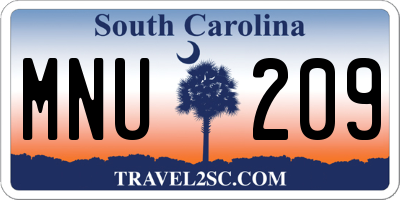 SC license plate MNU209