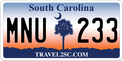 SC license plate MNU233
