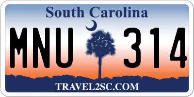 SC license plate MNU314