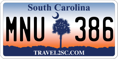 SC license plate MNU386