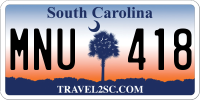 SC license plate MNU418