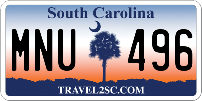 SC license plate MNU496