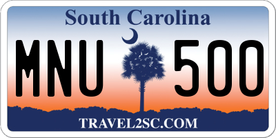 SC license plate MNU500