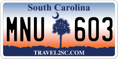 SC license plate MNU603