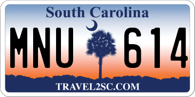 SC license plate MNU614