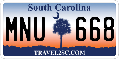 SC license plate MNU668