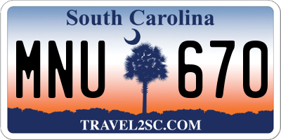 SC license plate MNU670