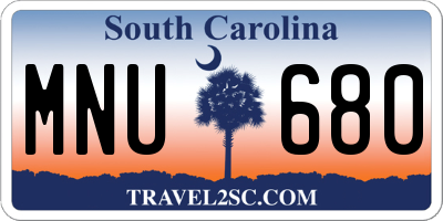 SC license plate MNU680