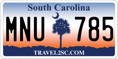 SC license plate MNU785