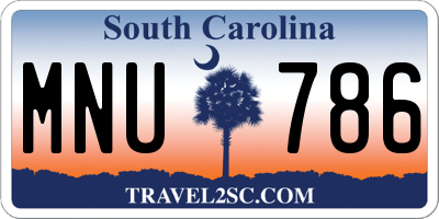 SC license plate MNU786