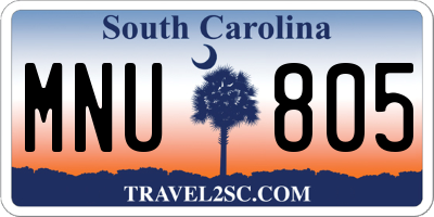 SC license plate MNU805