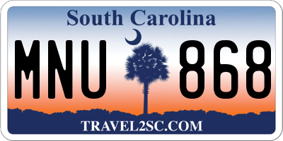 SC license plate MNU868