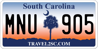 SC license plate MNU905