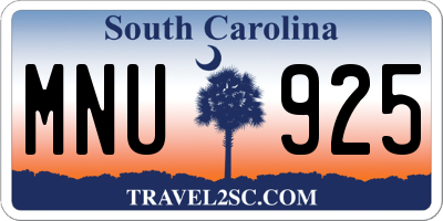 SC license plate MNU925