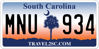 SC license plate MNU934