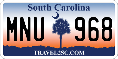 SC license plate MNU968