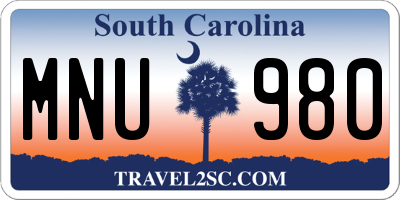 SC license plate MNU980