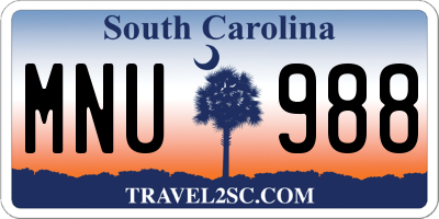 SC license plate MNU988