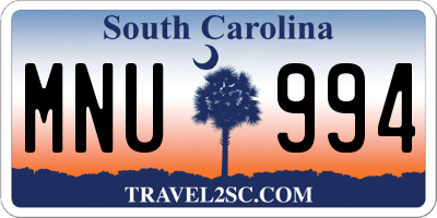 SC license plate MNU994