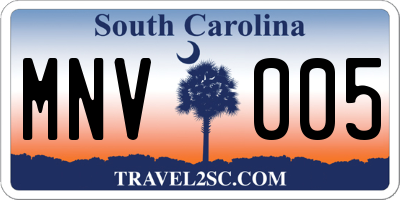 SC license plate MNV005