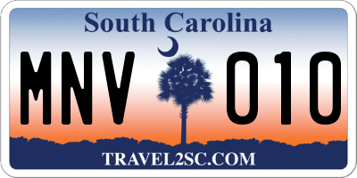 SC license plate MNV010