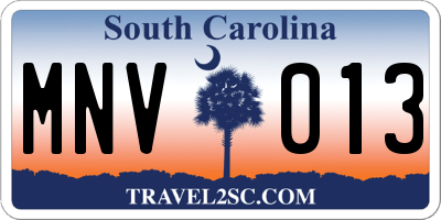 SC license plate MNV013