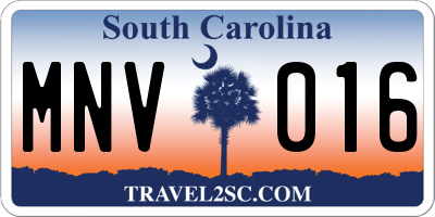 SC license plate MNV016