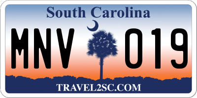 SC license plate MNV019