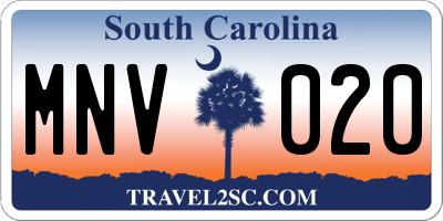 SC license plate MNV020