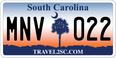 SC license plate MNV022