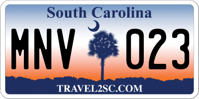 SC license plate MNV023