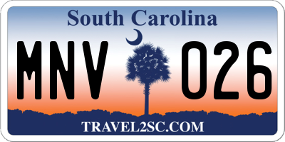 SC license plate MNV026