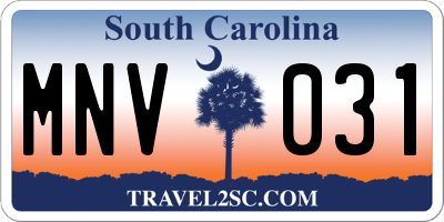 SC license plate MNV031