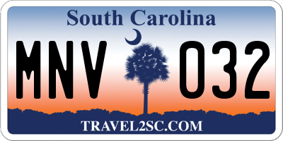 SC license plate MNV032