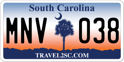 SC license plate MNV038