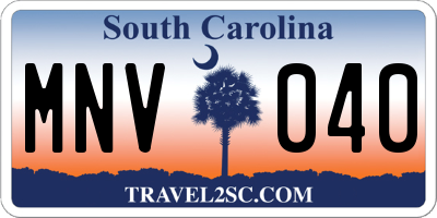 SC license plate MNV040