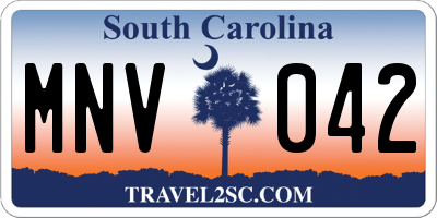 SC license plate MNV042