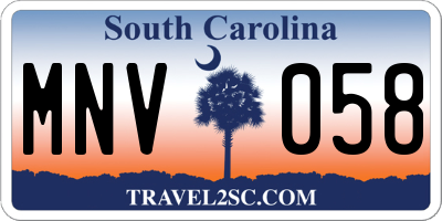 SC license plate MNV058