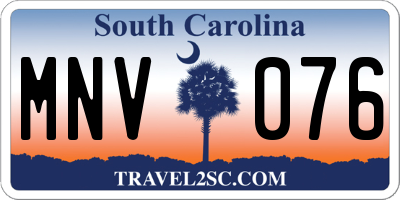 SC license plate MNV076