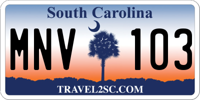 SC license plate MNV103