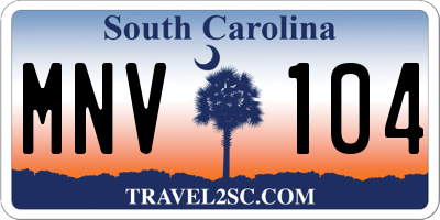 SC license plate MNV104