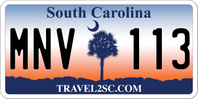 SC license plate MNV113