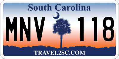 SC license plate MNV118