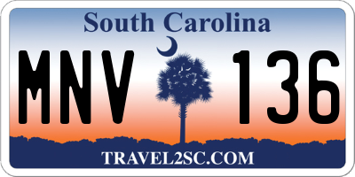 SC license plate MNV136
